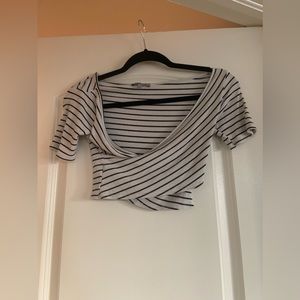 Striped Black & White Crop Top